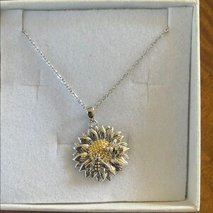 Bees on sunflower necklace. 18-20” adjustable chain. New in box. Sweet gift.